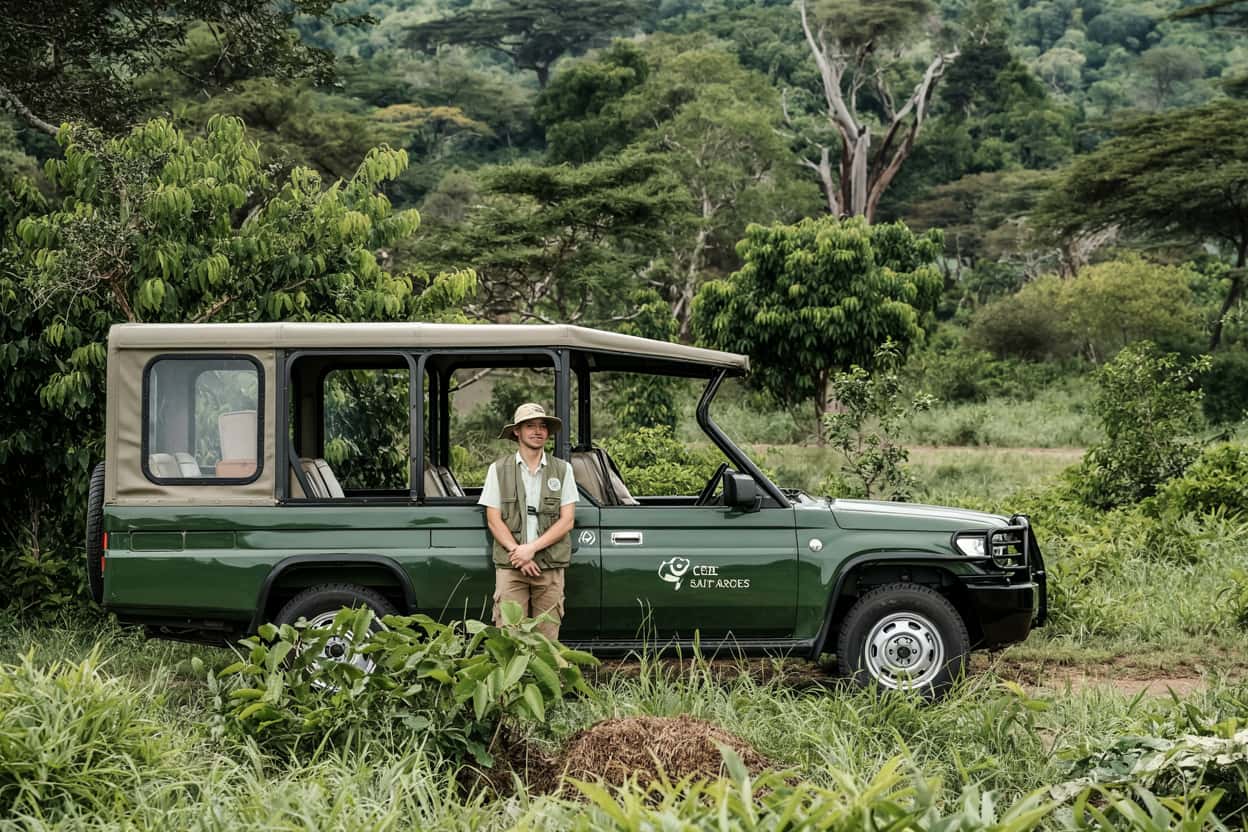Ethical safari operators leading a tour