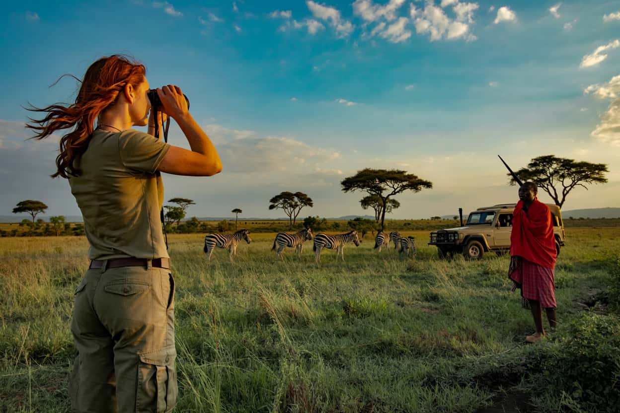 Solo traveler on an African safari